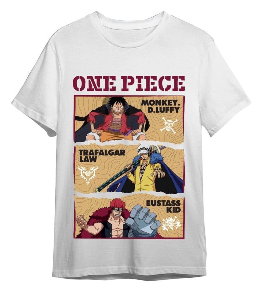 One Piece T-Shirt Monkey D. Ruffy & Trafalgar D. Water Law & Eustass Weiß Größe M - Preorder - ETA: 25.08.2026