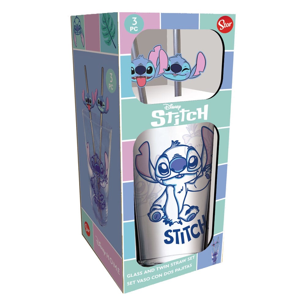Lilo & Stitch Glas Tumbler mit Trinkhalmen Stitch 485 ml - Versand: 7 Tage nach Bestellung