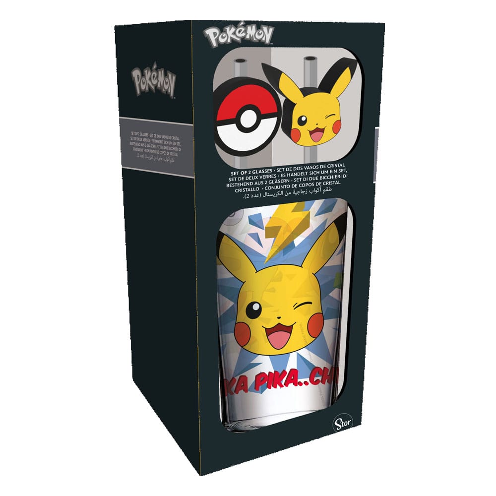 Pokémon Glas Tumbler mit Trinkhalmen Pikachu 485 ml - Versand: 5-7 Tage nach Bestellung