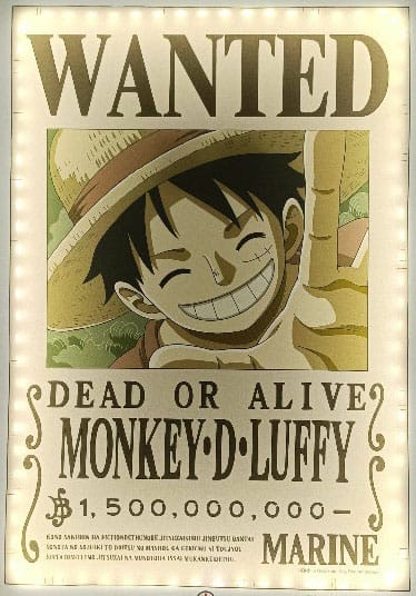 One Piece LED Wandleuchte Wanted Luffy 30 cm - Versand: 7 Tage nach Bestellung