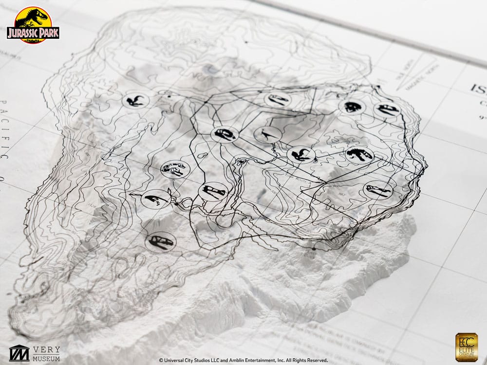 Jurassic Park Topographische Karte Isla Nublar - Preorder - ETA: 25.02.2026