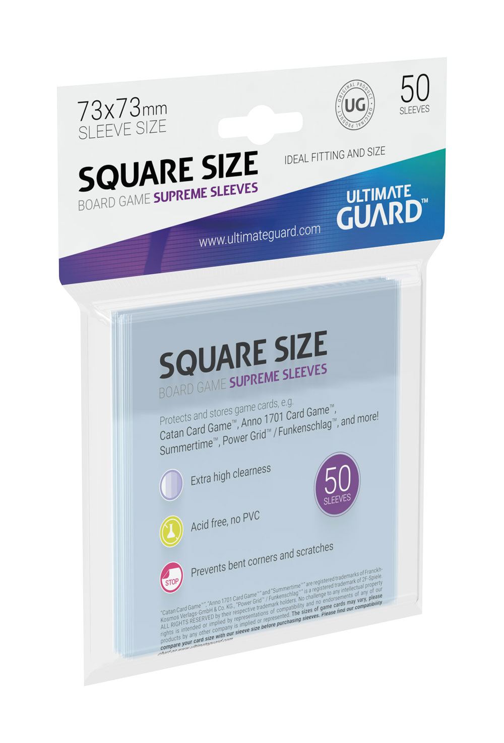 Ultimate Guard Supreme Sleeves für Brettspielkarten Quadratisch (50) - Versand: 5-7 Tage nach Bestellung