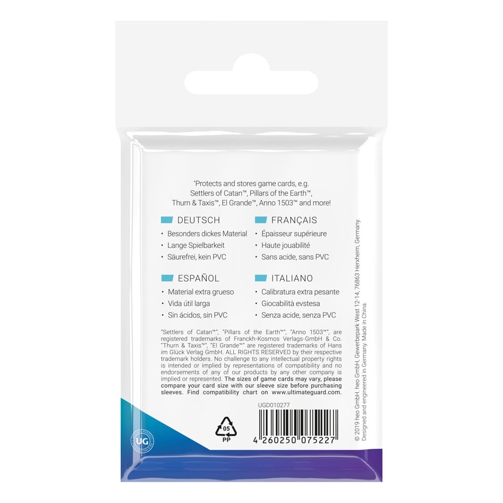 Ultimate Guard Premium Soft Sleeves für Brettspielkarten Mini European (50) - Versand: 5-7 Tage nach Bestellung