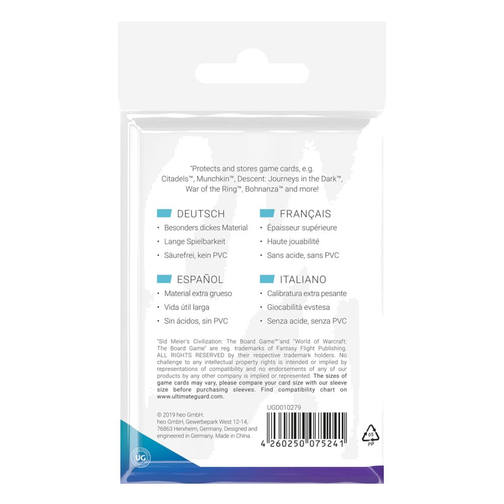 Ultimate Guard Premium Soft Sleeves für Brettspielkarten Standard American (60) - Versand: 5-7 Tage nach Bestellung