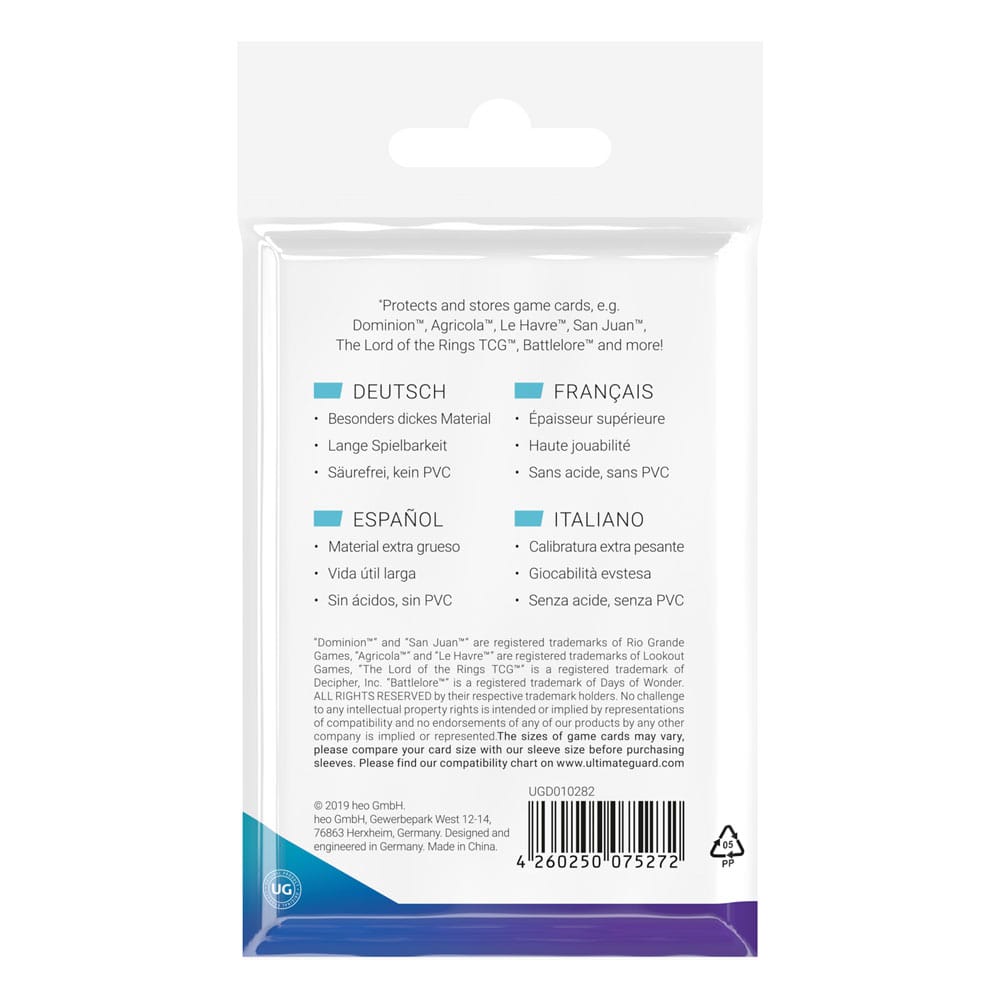 Ultimate Guard Premium Soft Sleeves für Brettspielkarten Standard European (50) - Versand: 5-7 Tage nach Bestellung