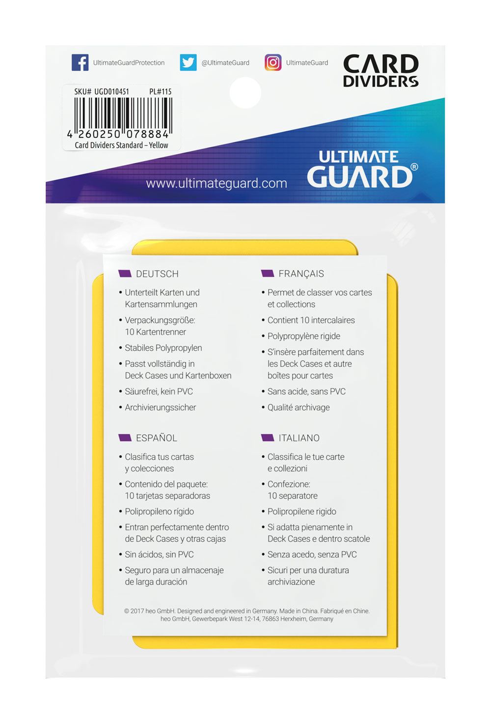 Ultimate Guard Kartentrenner Standardgröße Gelb (10) - Versand: 5-7 Tage nach Bestellung