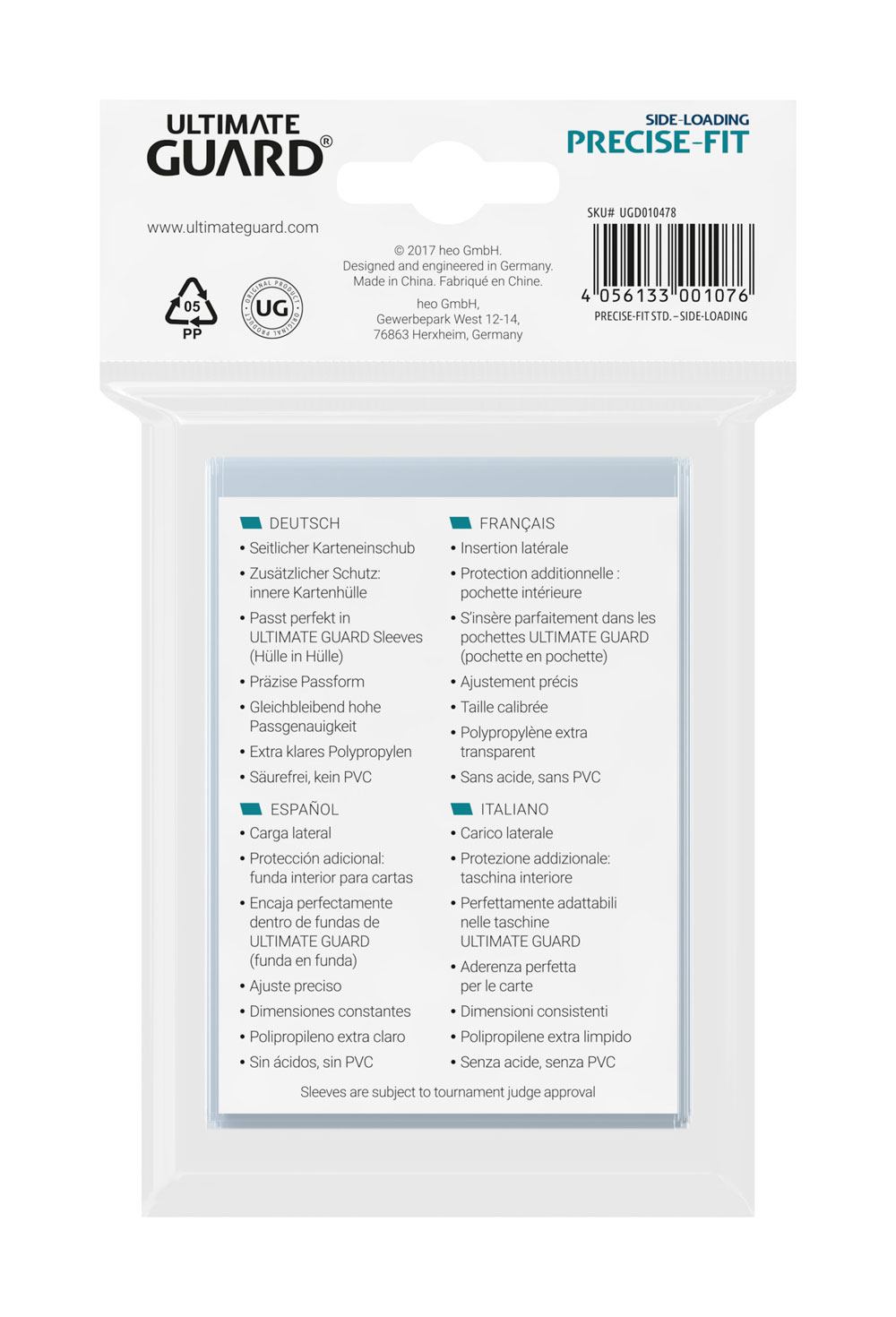Ultimate Guard Precise-Fit Sleeves Side-Loading Standardgröße Transparent (100) - Versand: 5-7 Tage nach Bestellung