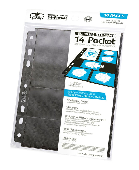 Ultimate Guard 14-Pocket Compact Pages Standardgröße & Mini American Schwarz (10) - Versand: 5-7 Tage nach Bestellung