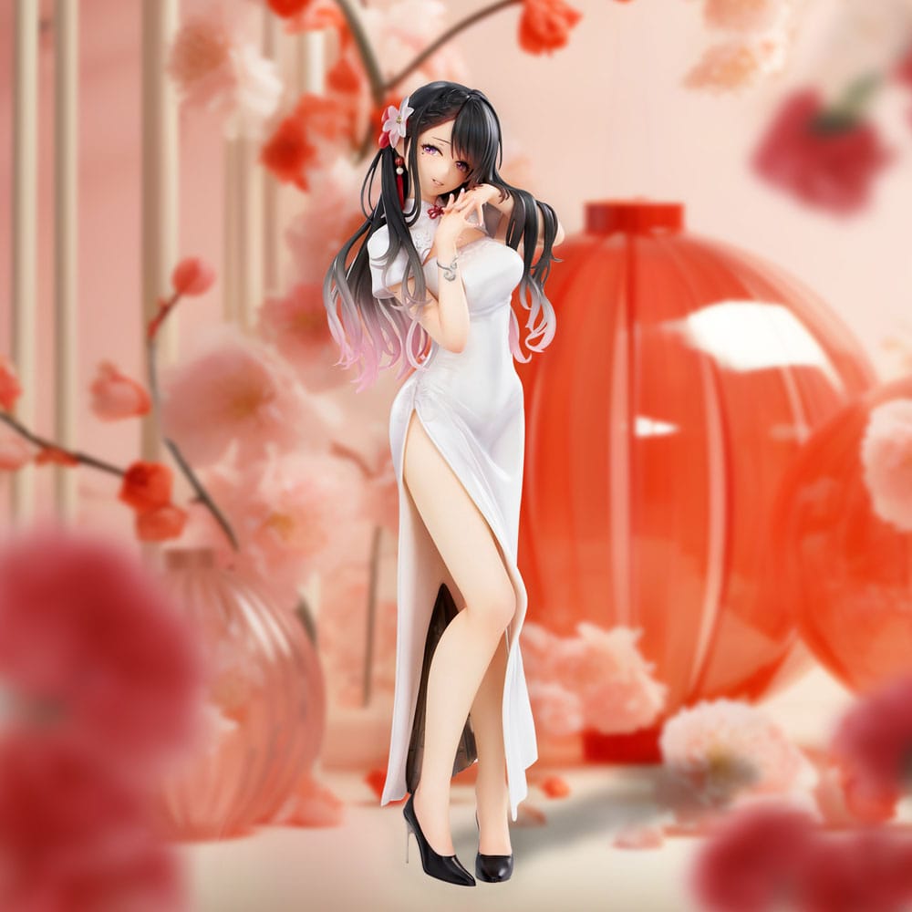 Original Illustration PVC Statue Mai Okuma illustration Healing-type white chinese dress lady 26 cm - Versand: 5-7 Tage nach Bestellung