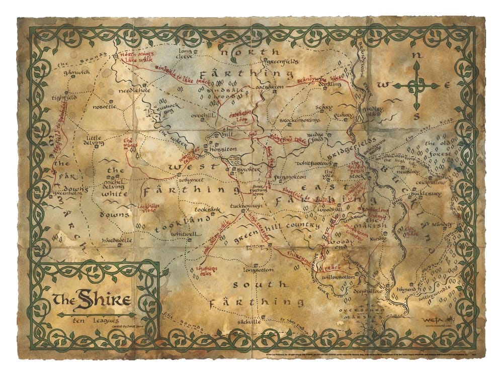 Der Hobbit Kunstdruck Map of the Shire 74 x 54 cm - Versand: 7 Tage nach Bestellung