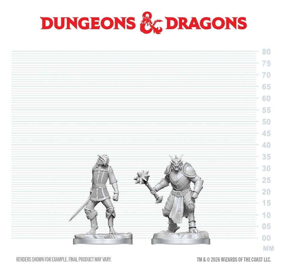 Dungeons & Dragons Nolzur's Marvelous Miniatures Miniatur unbemalt Drachengeborener Paladin & Drachengeborener Knappe 14 cm - Preorder - ETA: 25.02.2027
