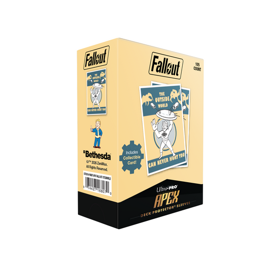 Ultra PRO Fallout  - Vault Boy - The Outside World 105ct APEX DECK PROTECTOR SLEEVES for Tabletop Gaming - Preorder - ETA: 30.09.2026