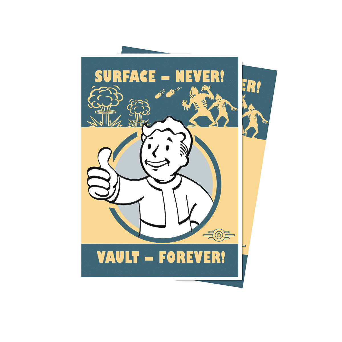 Ultra PRO Fallout - Vault Boy - Surface - Never! Vault - Forever! 105ct APEX DECK PROTECTOR® Sleeves for Tabletop Gaming - Preorder - ETA: 30.09.2026