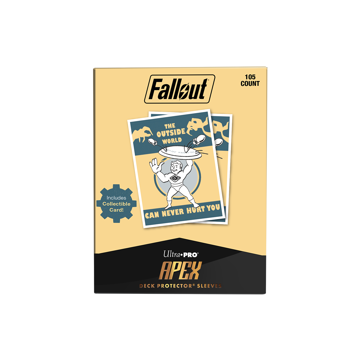 Ultra PRO Fallout  - Vault Boy - The Outside World 105ct APEX DECK PROTECTOR SLEEVES for Tabletop Gaming - Preorder - ETA: 30.09.2026