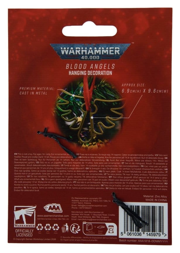 Warhammer 40,000 Hängedekoration Blood Angels 16 cm - Preorder - ETA: 28.12.2026