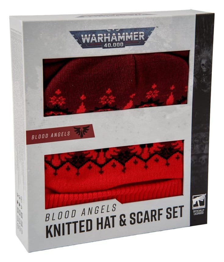 Warhammer 40,000 Strickmützen- und Schal-Set Blood Angels 27 cm - Preorder - ETA: 28.12.2026