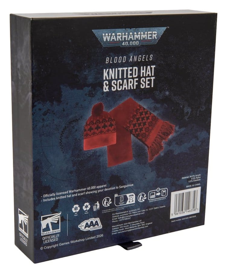 Warhammer 40,000 Strickmützen- und Schal-Set Blood Angels 27 cm - Preorder - ETA: 28.12.2026