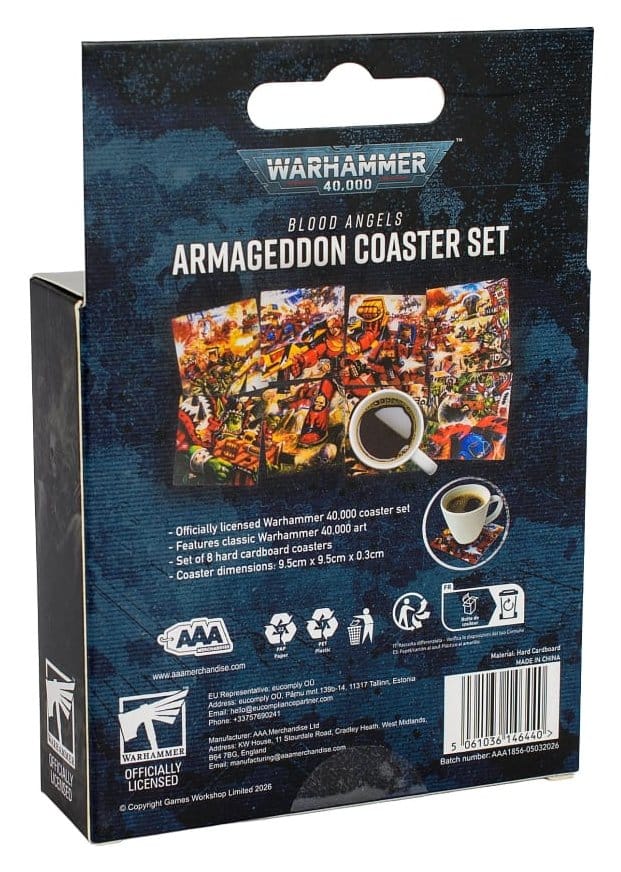 Warhammer 40,000 Untersetzer-Set Blood Angels Armageddon 15 cm - Preorder - ETA: 28.12.2026