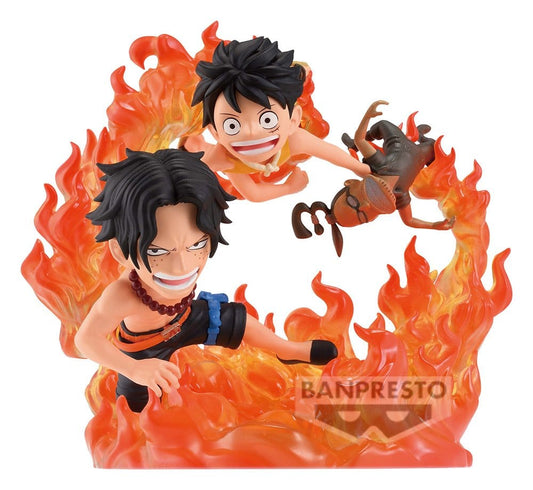 One Piece World Collectable Figure Log Stories PVC-Figur Portgas D. Ace & Monkey D. Ruffy (Marineford) 10 cm - Preorder - ETA: 24.09.2027