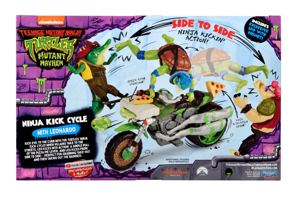 Teenage Mutant Ninja Turtles: Mutant Mayhem Drive N Kick Action Figur Leonardo & Motorrad 11 cm  - sofort verfügbar