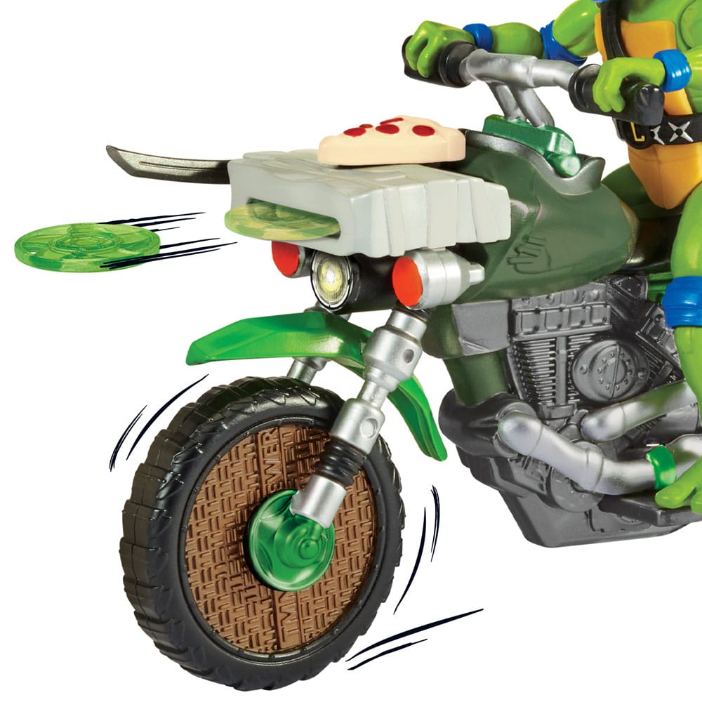 Teenage Mutant Ninja Turtles: Mutant Mayhem Drive N Kick Action Figur Leonardo & Motorrad 11 cm  - sofort verfügbar