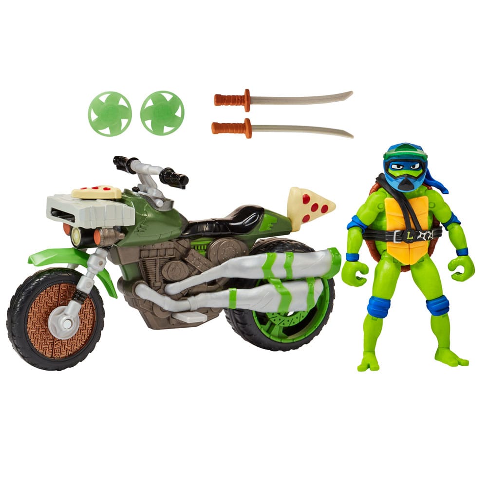 Teenage Mutant Ninja Turtles: Mutant Mayhem Drive N Kick Action Figur Leonardo & Motorrad 11 cm  - sofort verfügbar