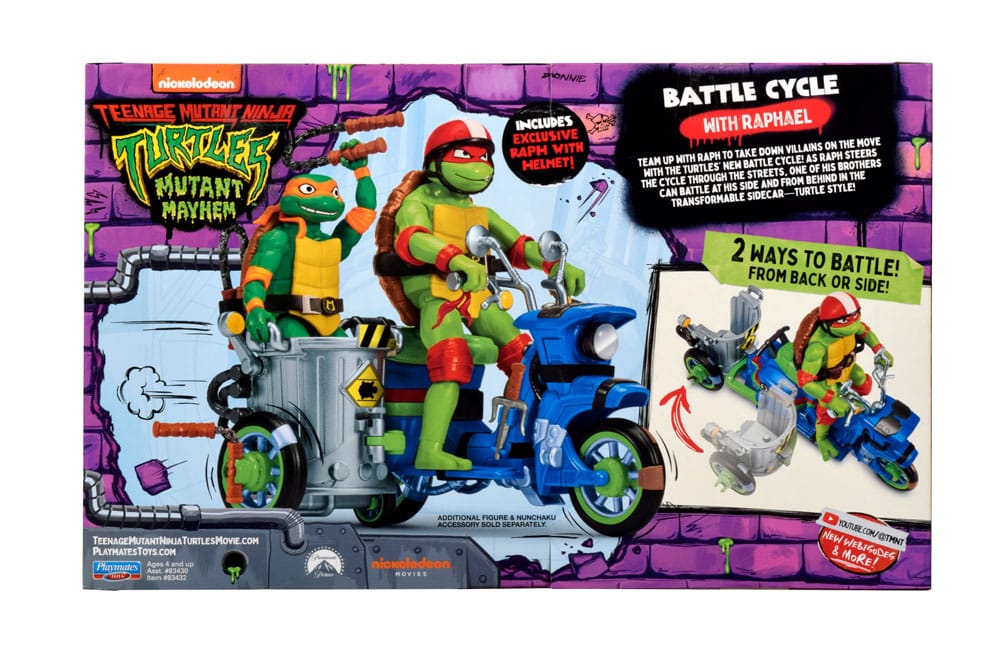 Teenage Mutant Ninja Turtles: Mutant Mayhem Action Figur Raphael & Scooter mit Seitenwagen 11 cm  - Versand: 5-7 Tage nach Bestellung