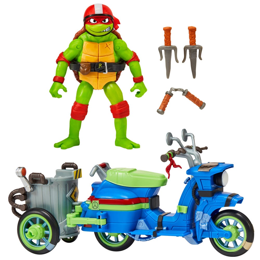 Teenage Mutant Ninja Turtles: Mutant Mayhem Action Figur Raphael & Scooter mit Seitenwagen 11 cm  - Versand: 5-7 Tage nach Bestellung