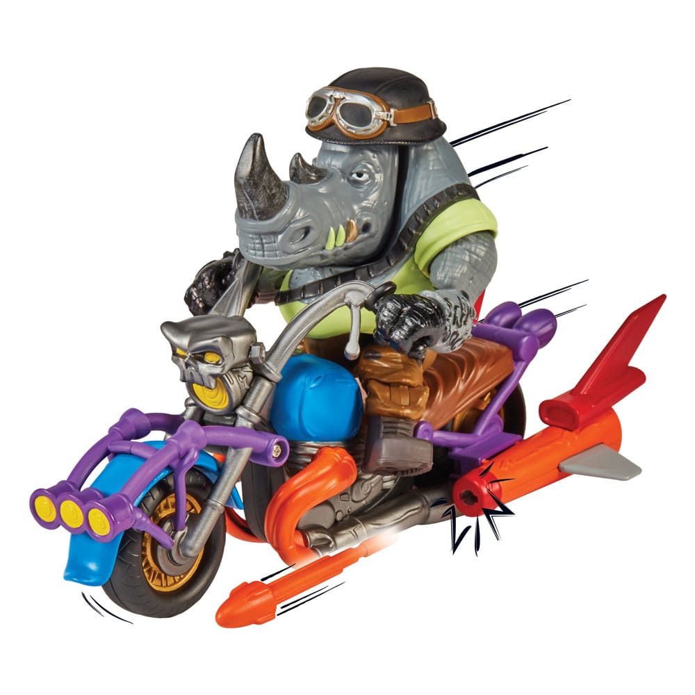Teenage Mutant Ninja Turtles Actionfigur mit Fahrzeug Rocksteady & Chopper 12 cm  - Versand: 5-7 Tage nach Bestellung