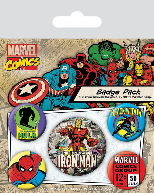 Marvel Comics Ansteck-Buttons 5er-Pack Iron Man  - Preorder - ETA: 14.10.2025