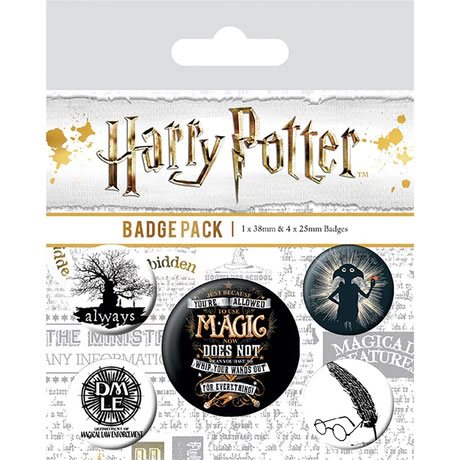 Harry Potter Ansteck-Buttons 5er-Pack Symbole  - Versand: 7 Tage nach Bestellung