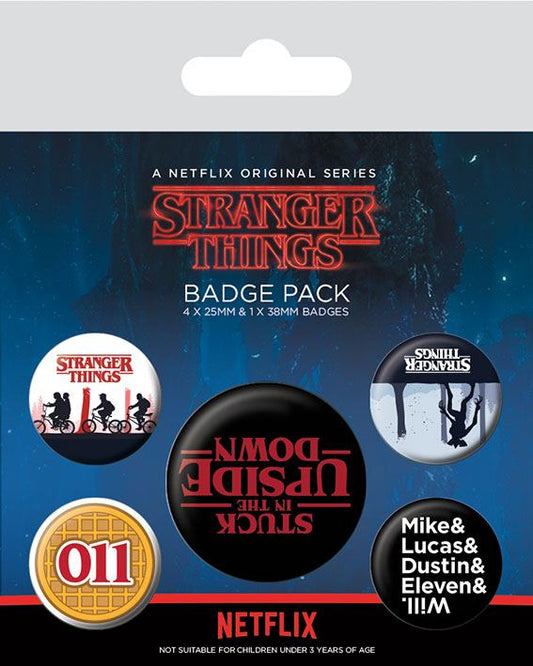 Stranger Things Ansteck-Buttons 5er-Pack Upside Down  - Preorder - ETA: 28.02.2026