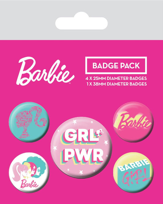 Barbie Ansteck-Buttons 5er-Pack Girl Power  - Versand: 5-7 Tage nach Bestellung