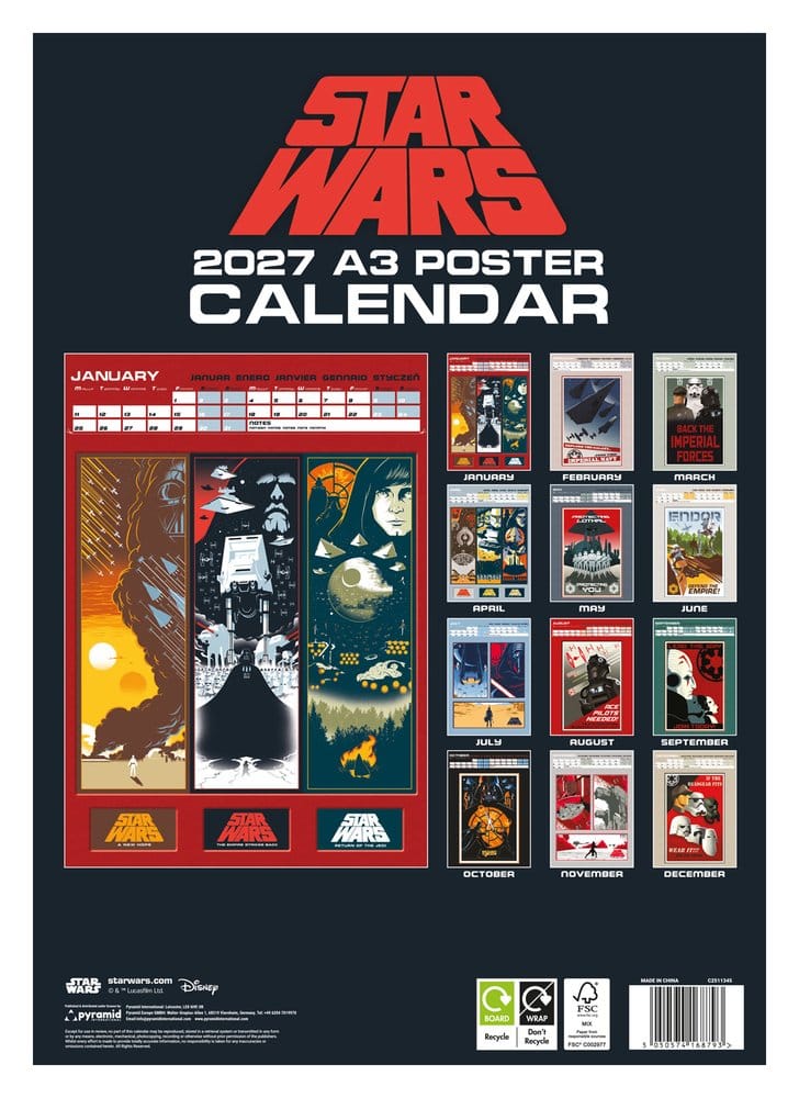 Star Wars Kalender A3 Poster 2027 - Preorder - ETA: 25.09.2026