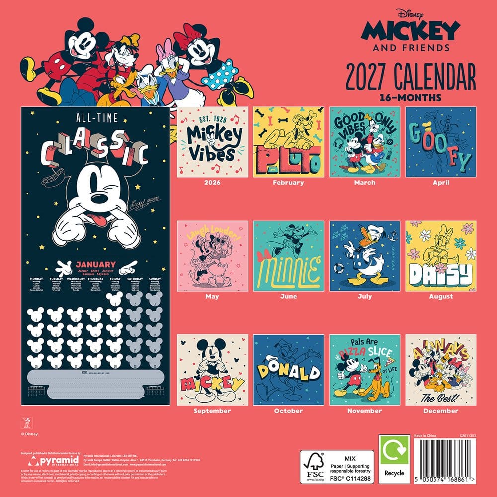 Mickey & Friends Kalender 2027 30 x 30 cm - Preorder - ETA: 25.09.2026
