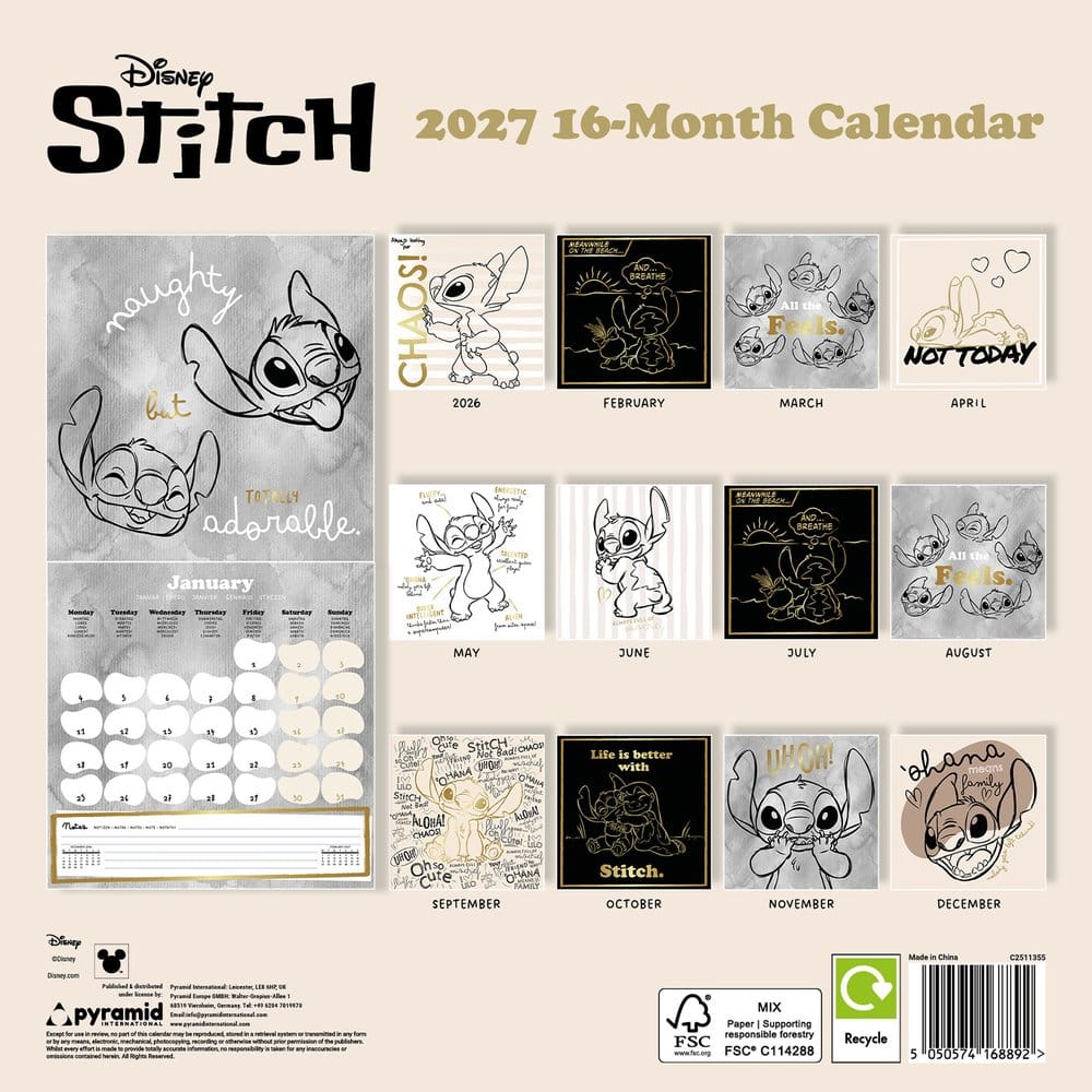 Stitch Kalender Life is Better with Stitch 2027 30 x 30 cm - Preorder - ETA: 25.09.2026