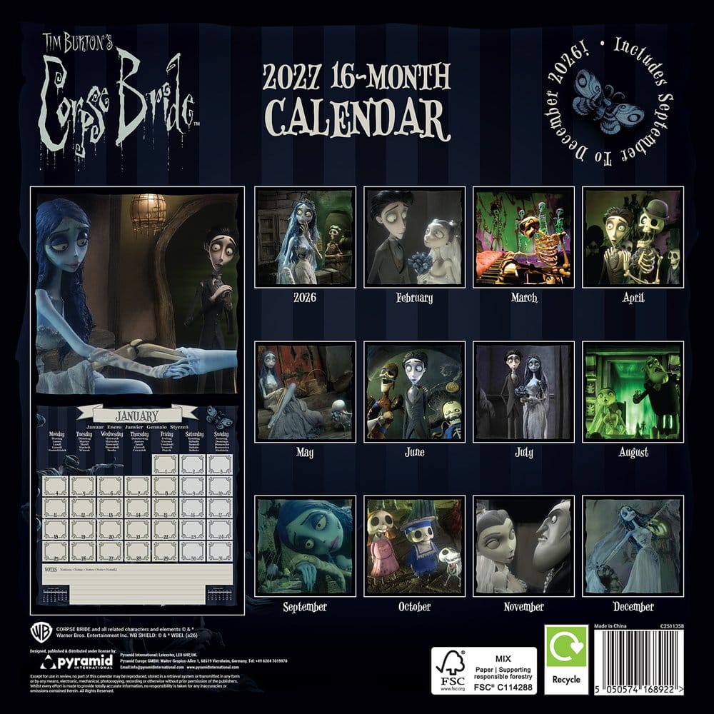 Corpse Bride Kalender 2027 30 x 30 cm - Preorder - ETA: 25.09.2026