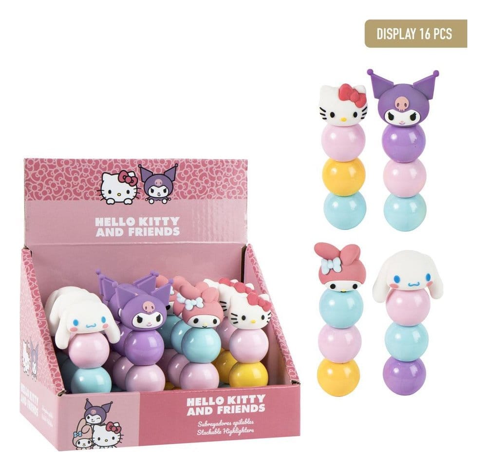 Sanrio Stapelbare Textmarker Hello Kitty Display (16) - Preorder - ETA: 25.09.2026