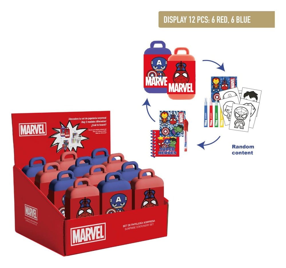 Marvel Schreibwaren-Set Spider-Man & Captain America Blind Box Display (12) - Preorder - ETA: 25.09.2026