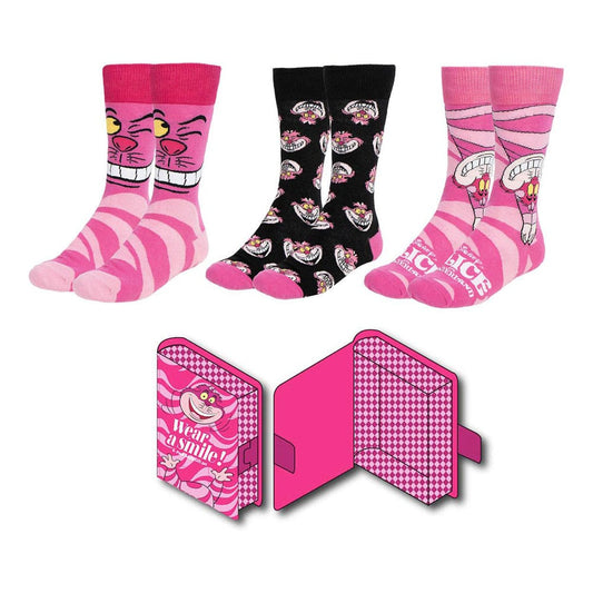 Disney Socken 3er-Pack Alice im Wunderland Grinsekatze 36-43    - Versand: 5-7 Tage nach Bestellung
