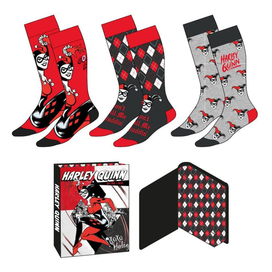 DC Comics Socken 3er-Pack Harley Quinn 36-43  - Versand: 5-7 Tage nach Bestellung