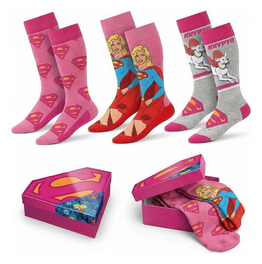 DC Comics Socken Superman Supergirl 3er-Pack 36-43 - Versand: 7 Tage nach Bestellung