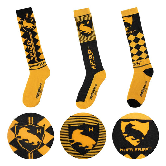 Harry Potter Kniestrümpfe 3er-Pack Hufflepuff - Versand: 5-7 Tage nach Bestellung