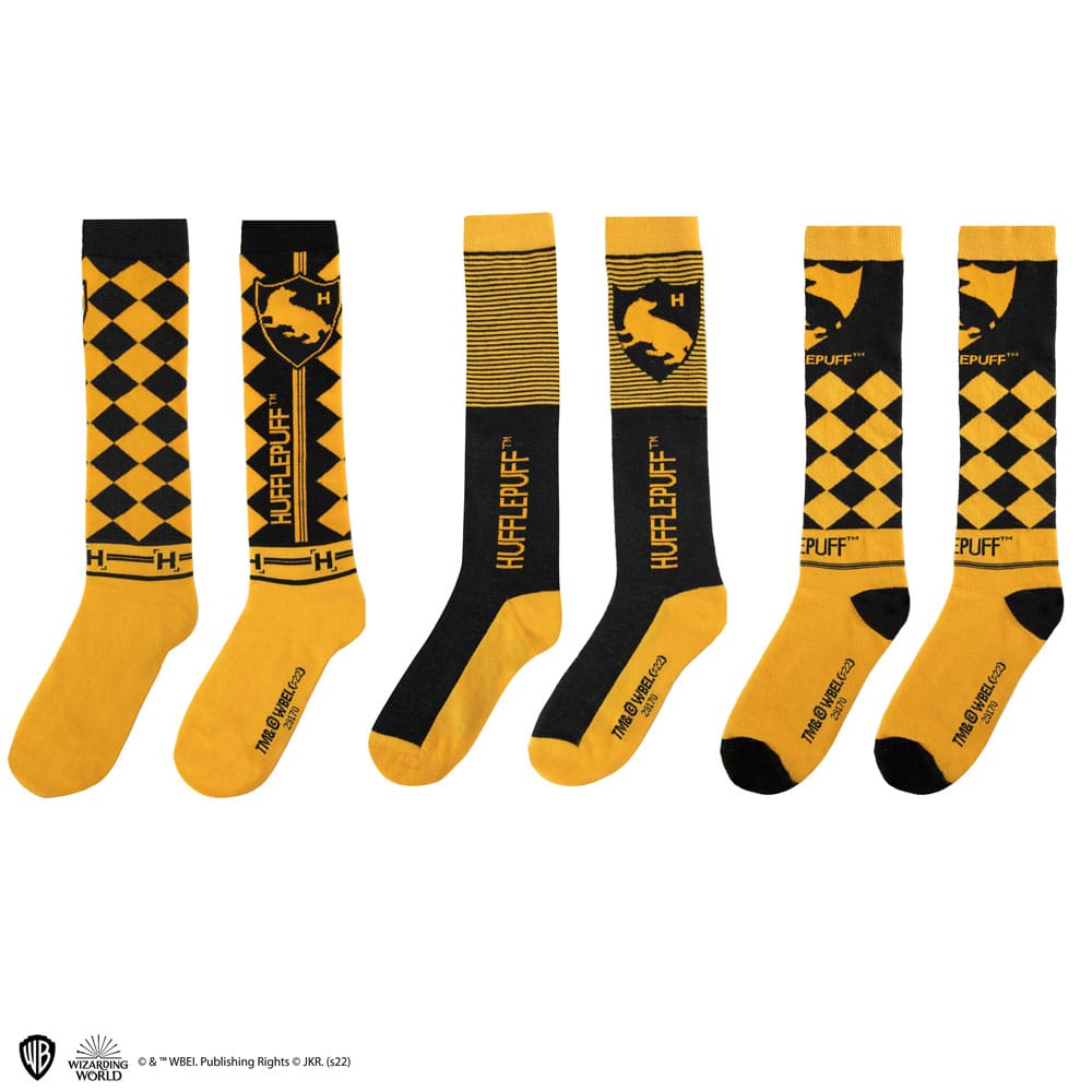 Harry Potter Kniestrümpfe 3er-Pack Hufflepuff - Versand: 5-7 Tage nach Bestellung