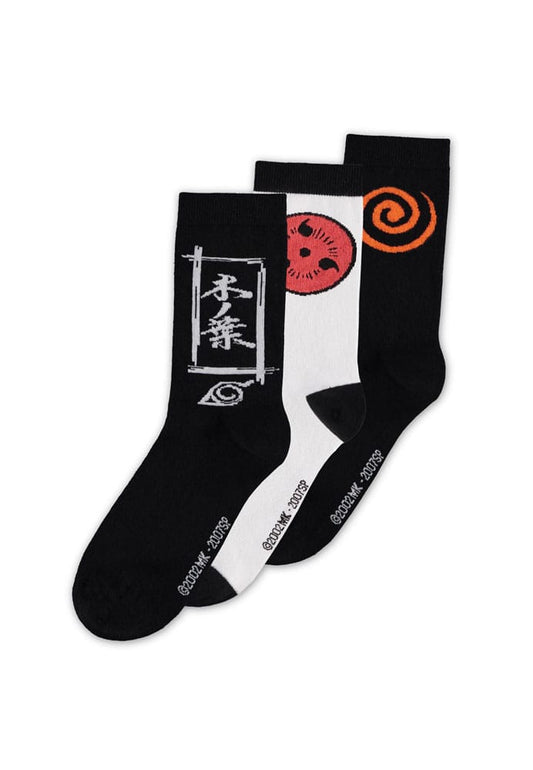 Naruto Shippuden Socken 3er-Pack Sasuke Symbol 43-46 - Versand: 5-7 Tage nach Bestellung
