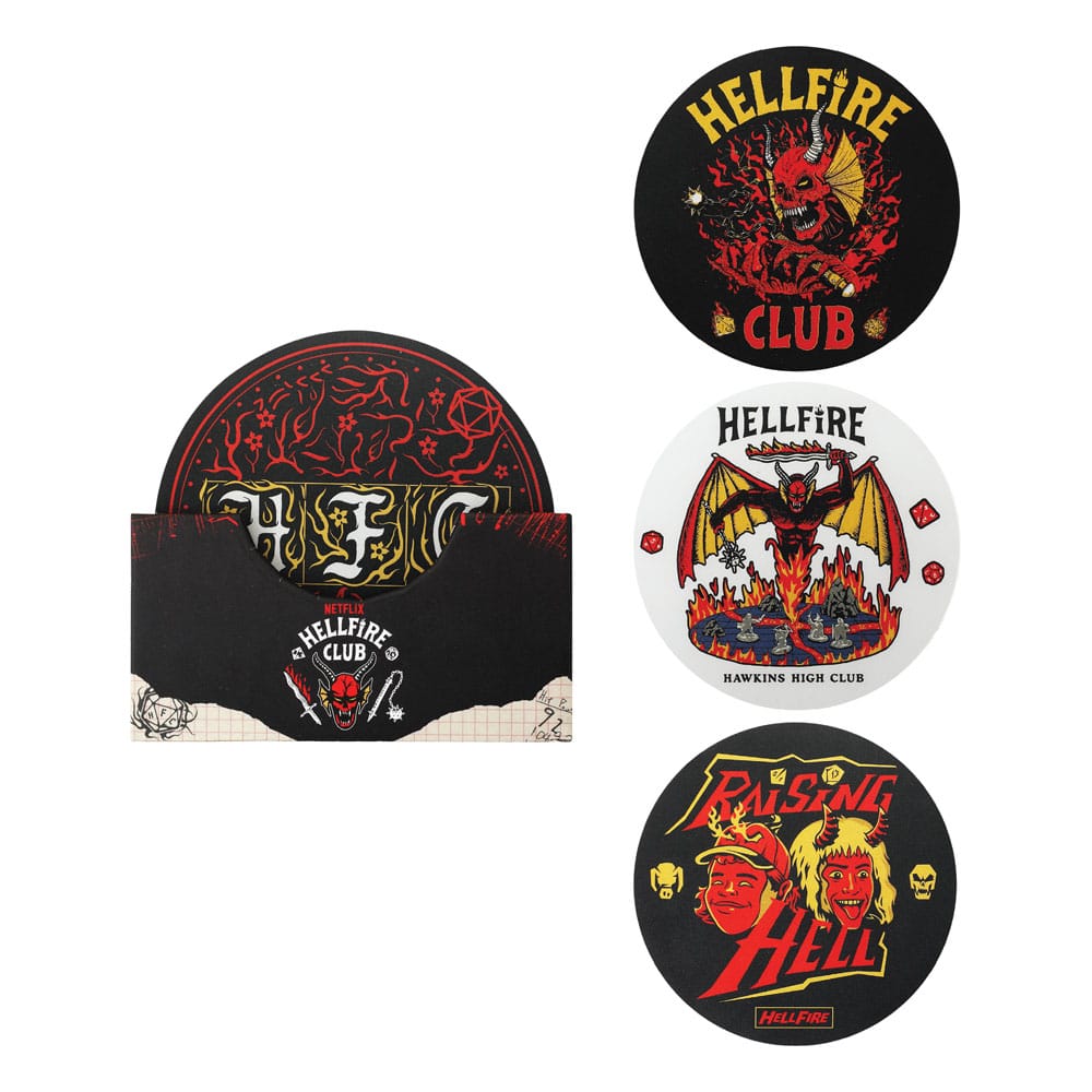 Stranger Things Untersetzer 4er-Pack Hellfire Club - Versand: 5-7 Tage nach Bestellung