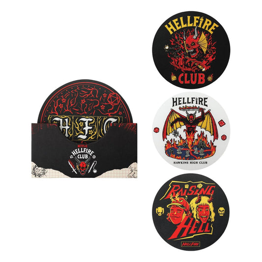 Stranger Things Untersetzer 4er-Pack Hellfire Club - Versand: 5-7 Tage nach Bestellung