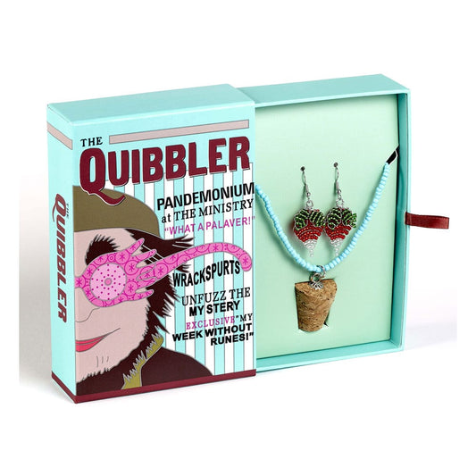Harry Potter: Quibbler Luna-Perlenkette mit Korkanhänger und Rettich-Ohrringe Geschenkset  - Versand: 5-7 Tage nach Bestellung
