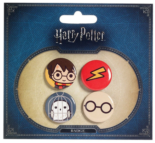 Harry Potter Cutie Ansteck-Buttons 4er-Pack Harry Potter & Hedwig - Versand: 5-7 Tage nach Bestellung