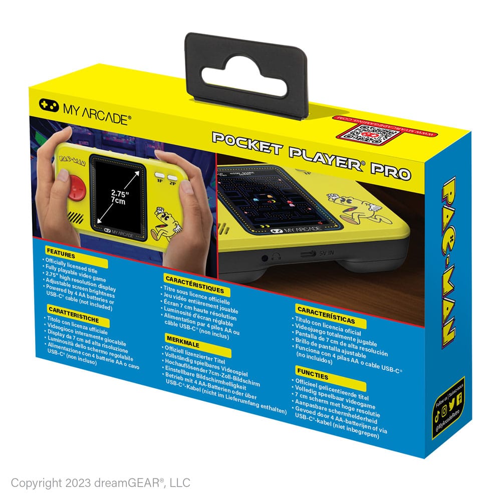 Pac-Man tragbare Spielkonsole Pocket Player Pro  - Versand: 7 Tage nach Bestellung